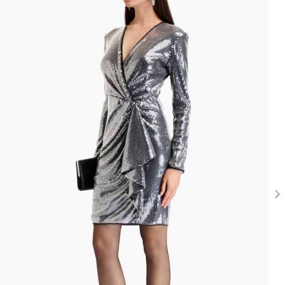 DIANE VON FURSTENBERG Lexa wrap-effect sequined tulle mini dress - Picture 2 of 4